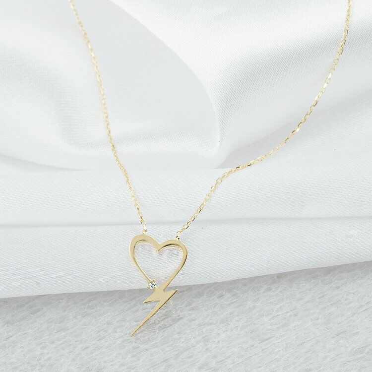 Kalpli Şimşek 14 Ayar Altın Kolye