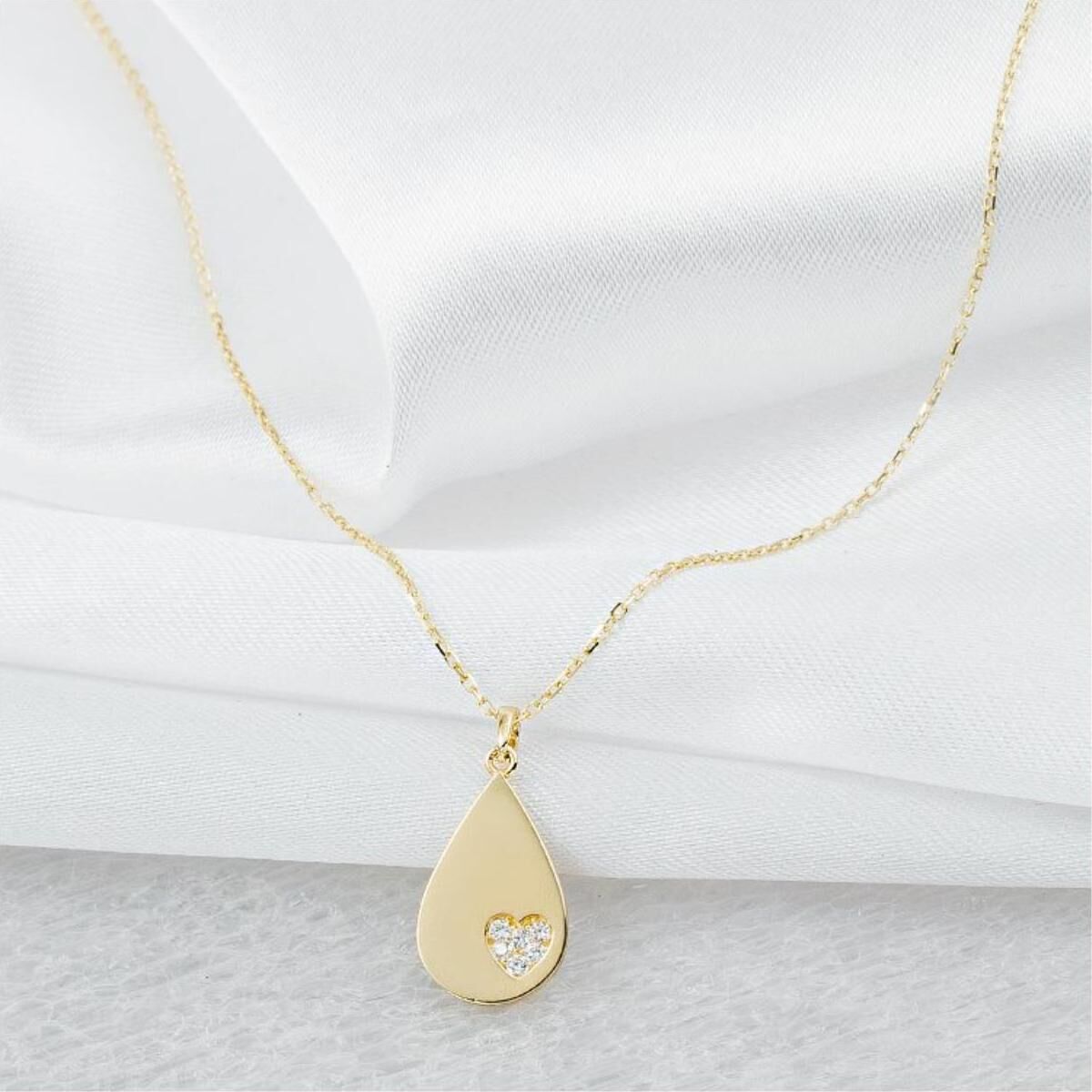 İsim Yazılabilen Damla 14 Ayar Altın Kolye