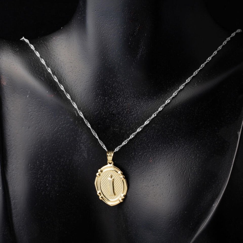 İtalyan İ Harfi Altın Kolye Ucu 14 Ayar