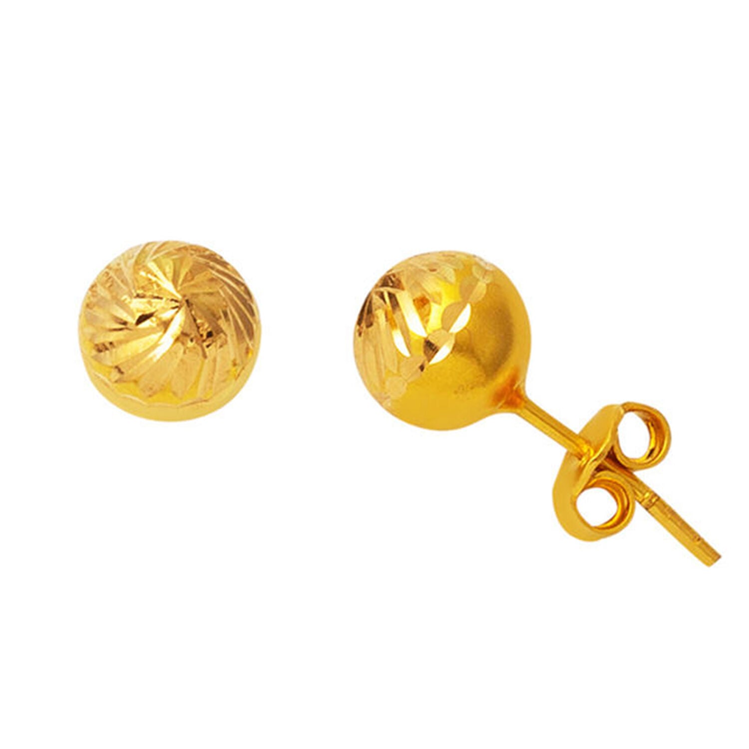 10 mm. Vidalı 22 Ayar Top Altın Küpe