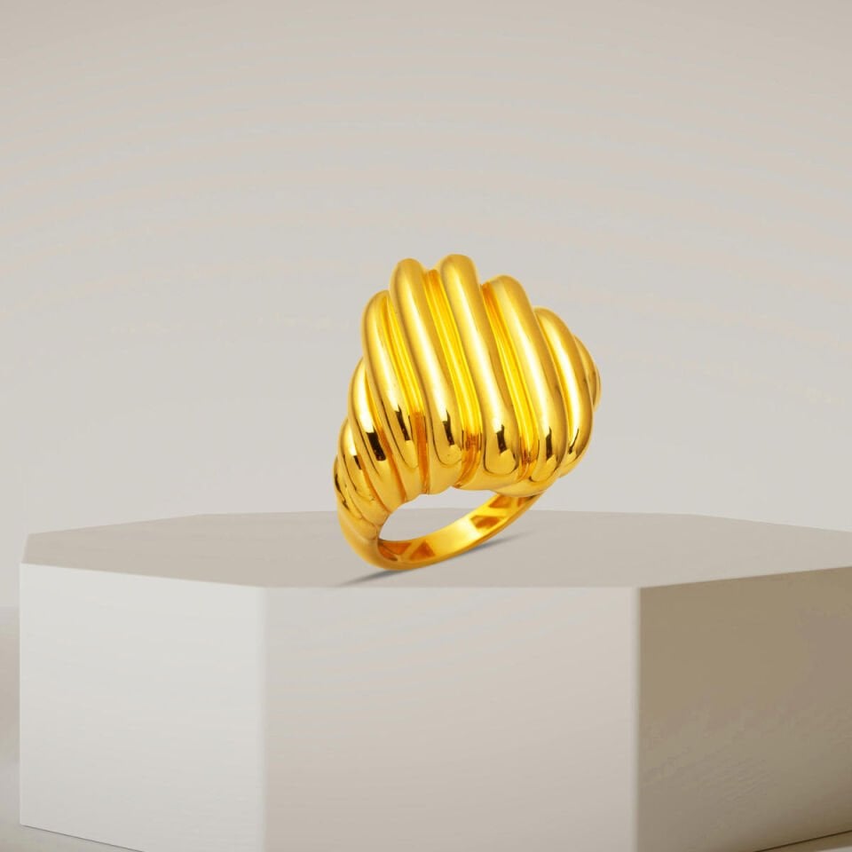 Çizgili Model Fantazi Tasarım 22 Ayar Yüzük