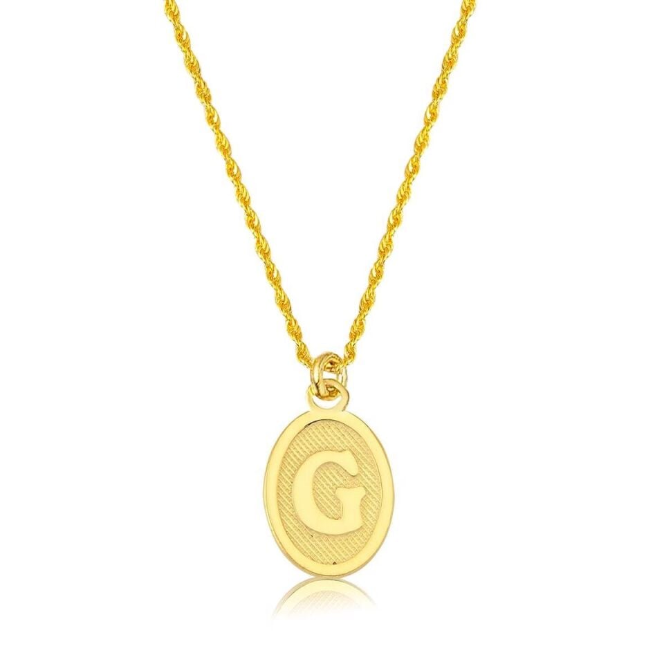 G Harfi Oval Altın Kolye