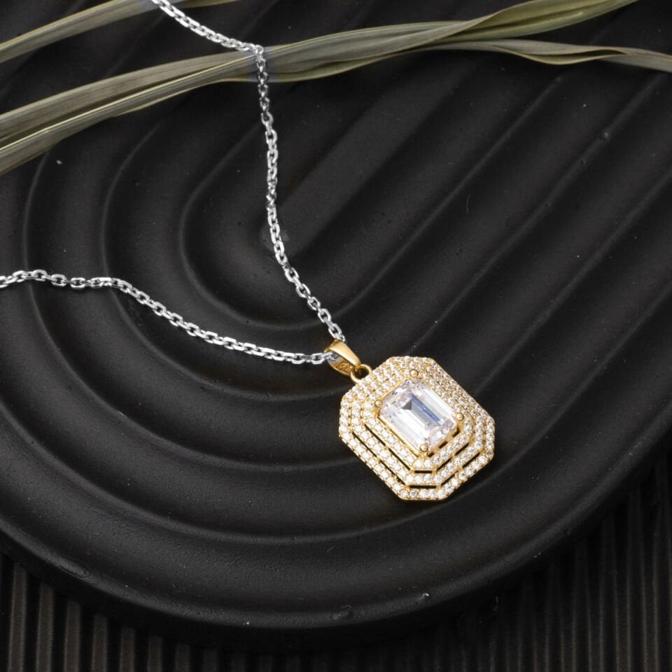 Piramit Baget Altın Kolye Ucu 14 Ayar