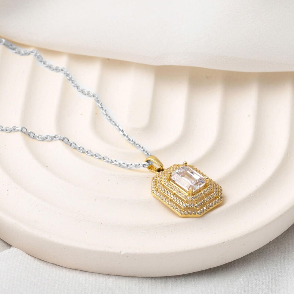 Piramit Baget Altın Kolye Ucu 14 Ayar