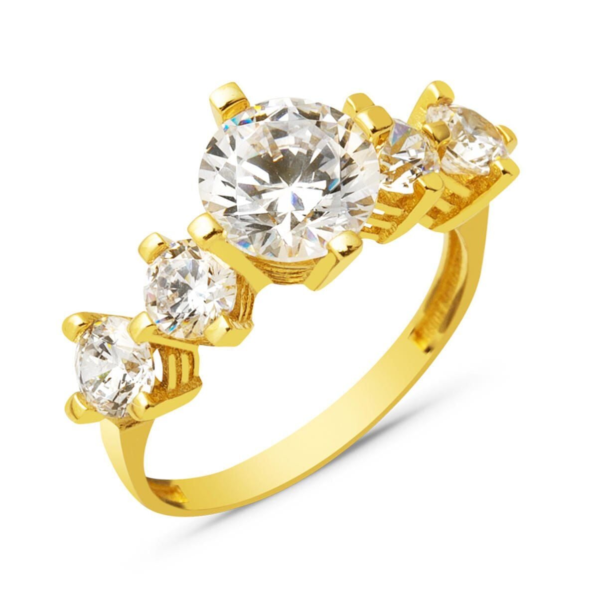 Altair 14 Ayar Beştaş Altın Yüzük