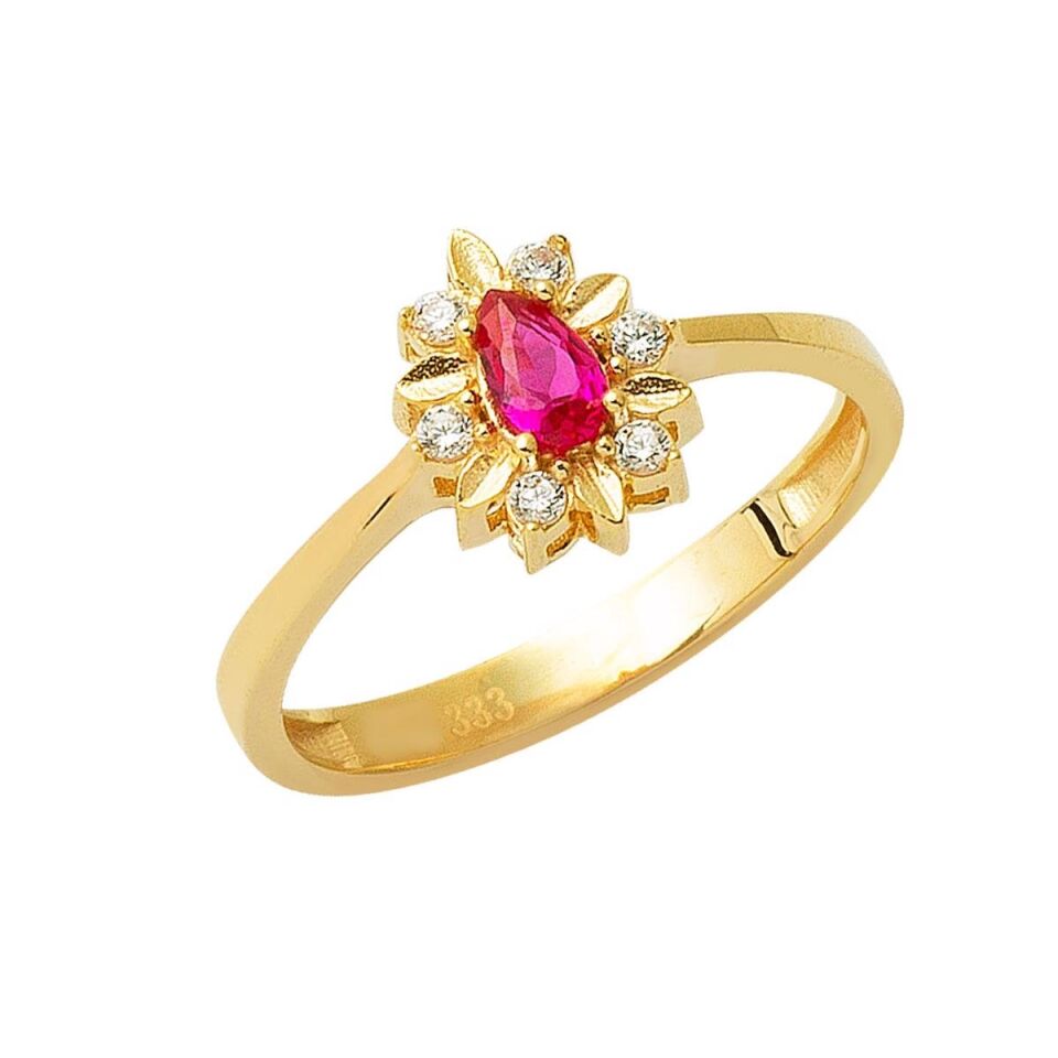 Fuchsia Damla Taşlı Altın Yüzük