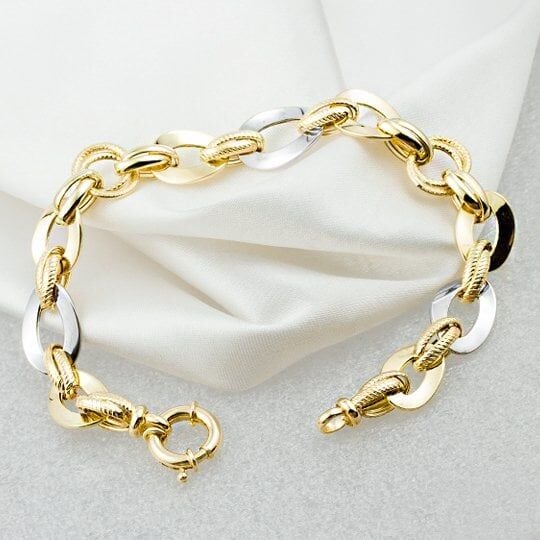 Favori Gold 2 Renkli 14 Ayar Altın Bileklik