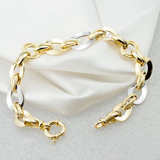 Favori Gold 2 Renkli 14 Ayar Altın Bileklik