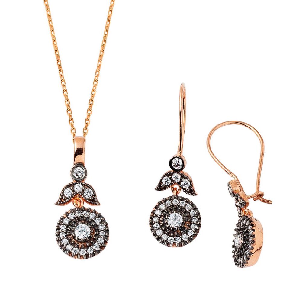 Elmas Montür Rose Altın Set