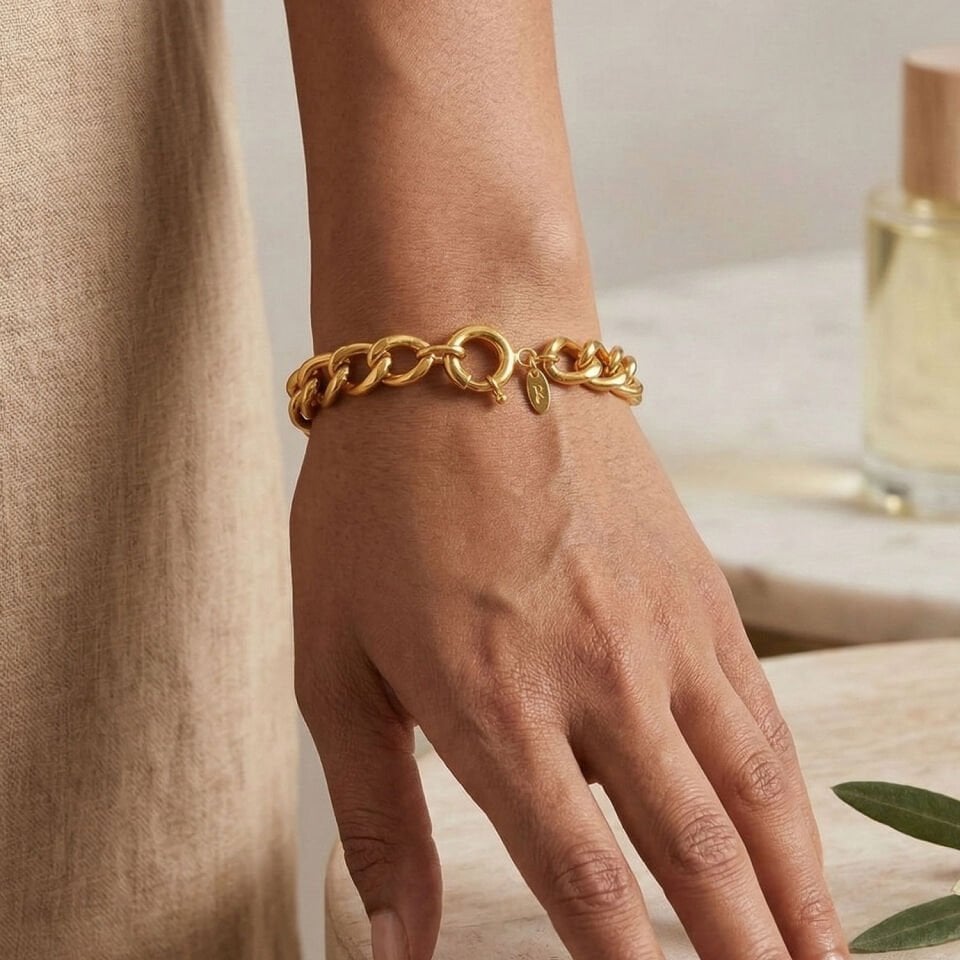 Gurmet Zincir Taşsız Model Altın Bileklik