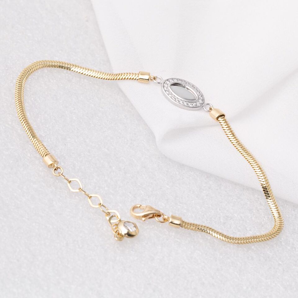 Oval İsimlikli 14 Ayar Altın Bileklik