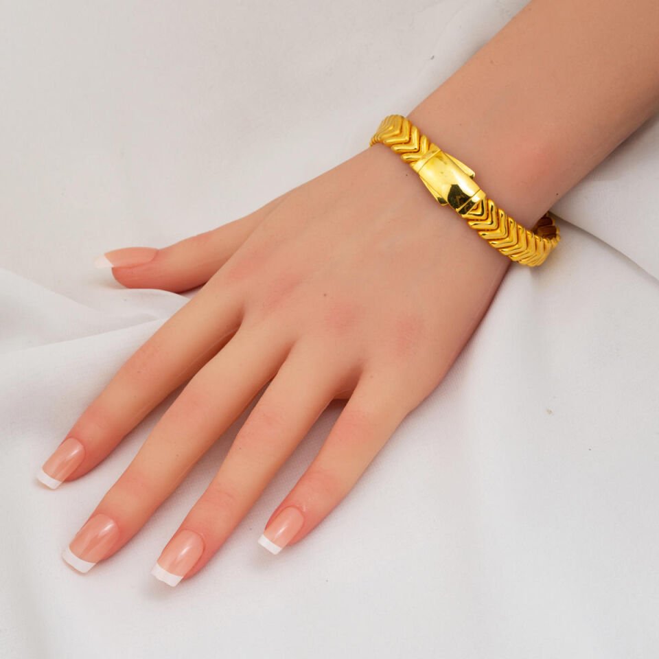 Başak Taşsız Sarı Altın Bileklik