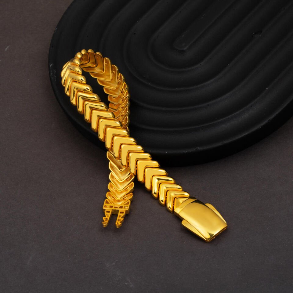 Başak Taşsız Sarı Altın Bileklik