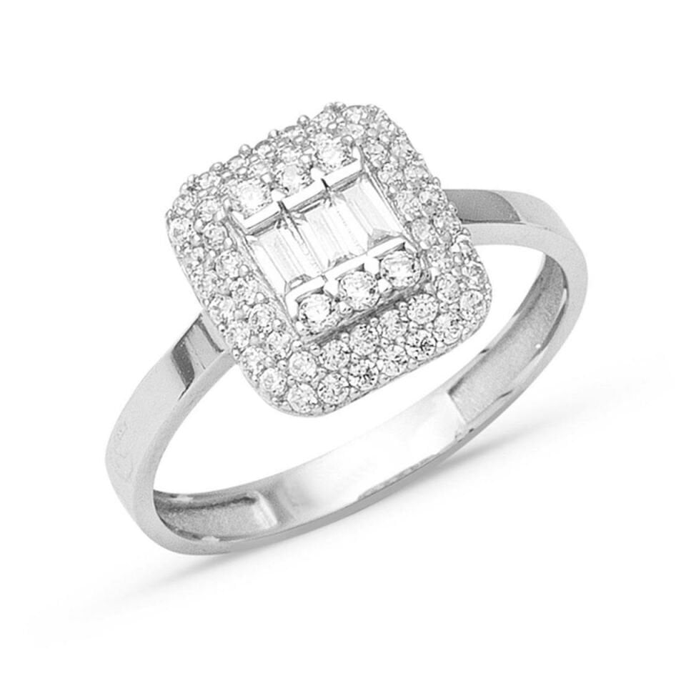 14 Ayar Beyaz Altın Baget Yüzük