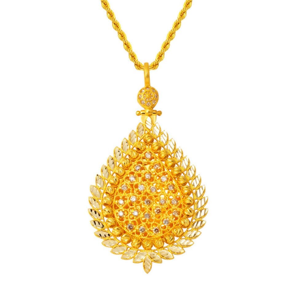 Antik Tasarım Zincirli Altın Kolye