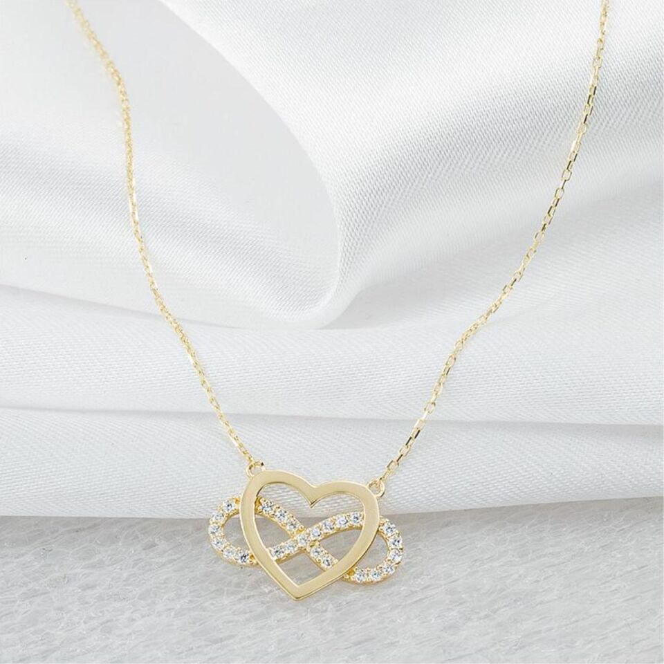 Kalp & Sonsuzluk 14 Ayar Altın Kolye