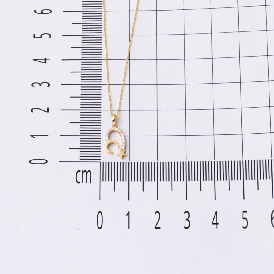 Ay Yıldız Türkiyem 14 Ayar Altın Kolye