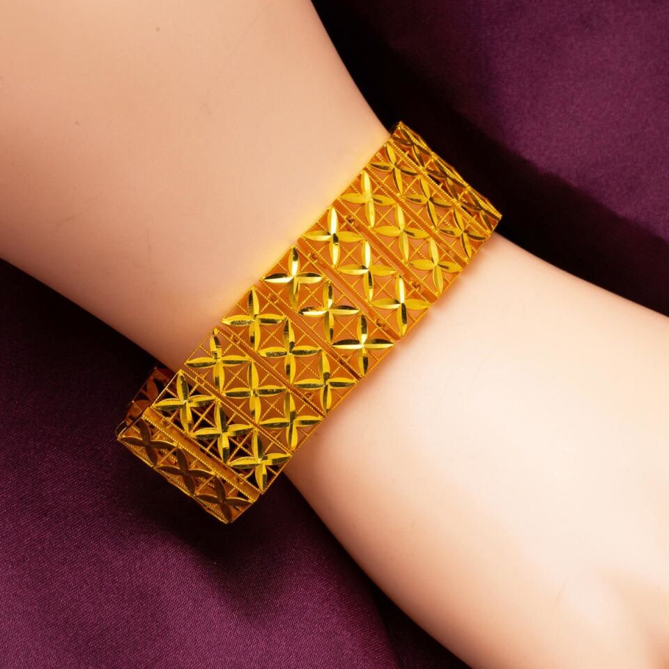 Taşsız 22 Ayar Geniş Altın Bileklik