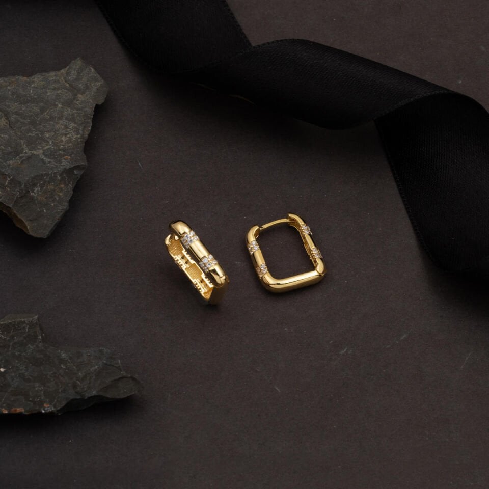 Köşeli Spor Altın Küpe