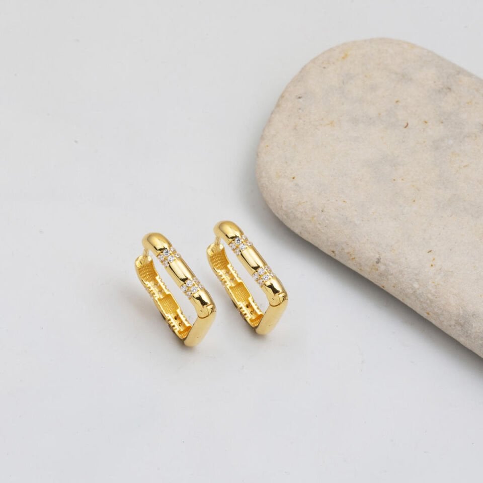 Köşeli Spor Altın Küpe