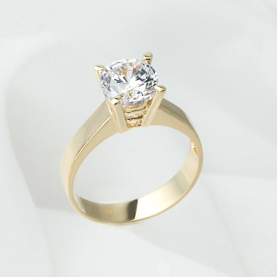 İrem 14 Ayar Tektaş Altın Yüzük