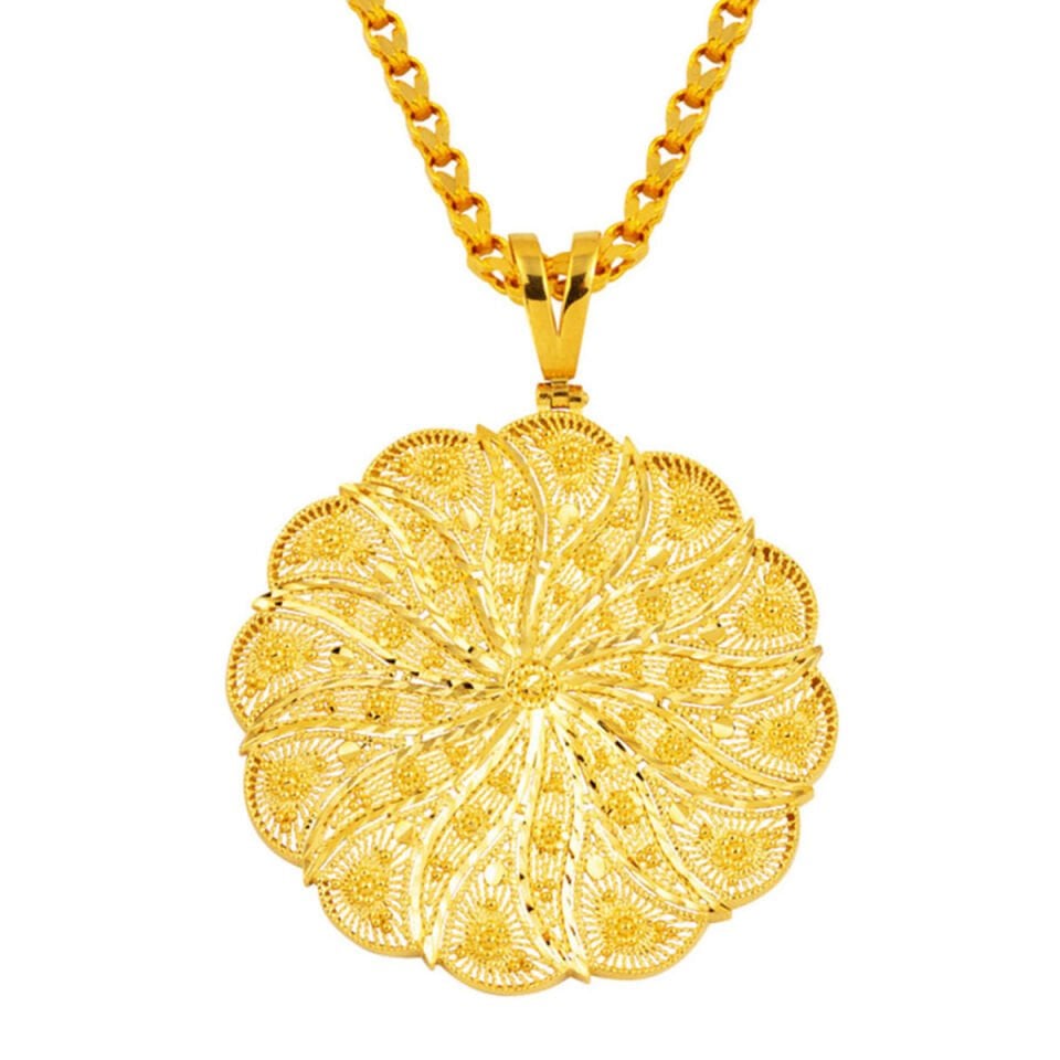 Telkari El İşi 14 Ayar Zincirli Altın Kolye