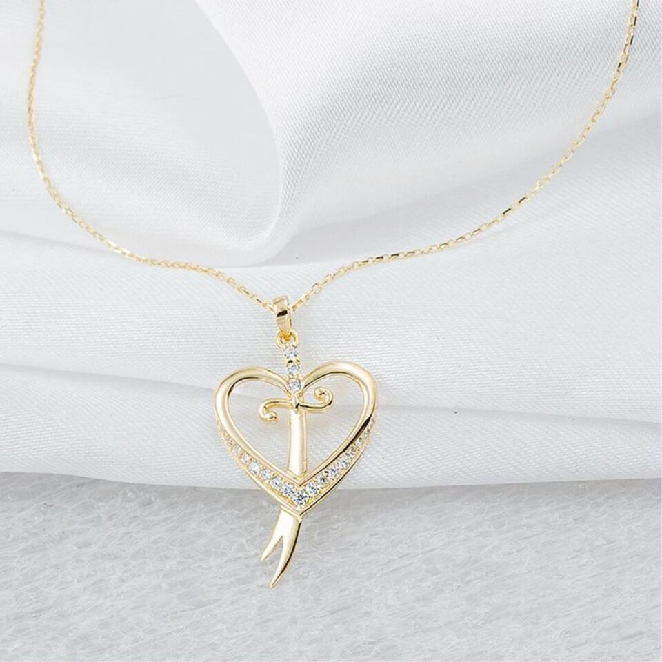 Kalpli Zülfikar 14 Ayar Altın Kolye