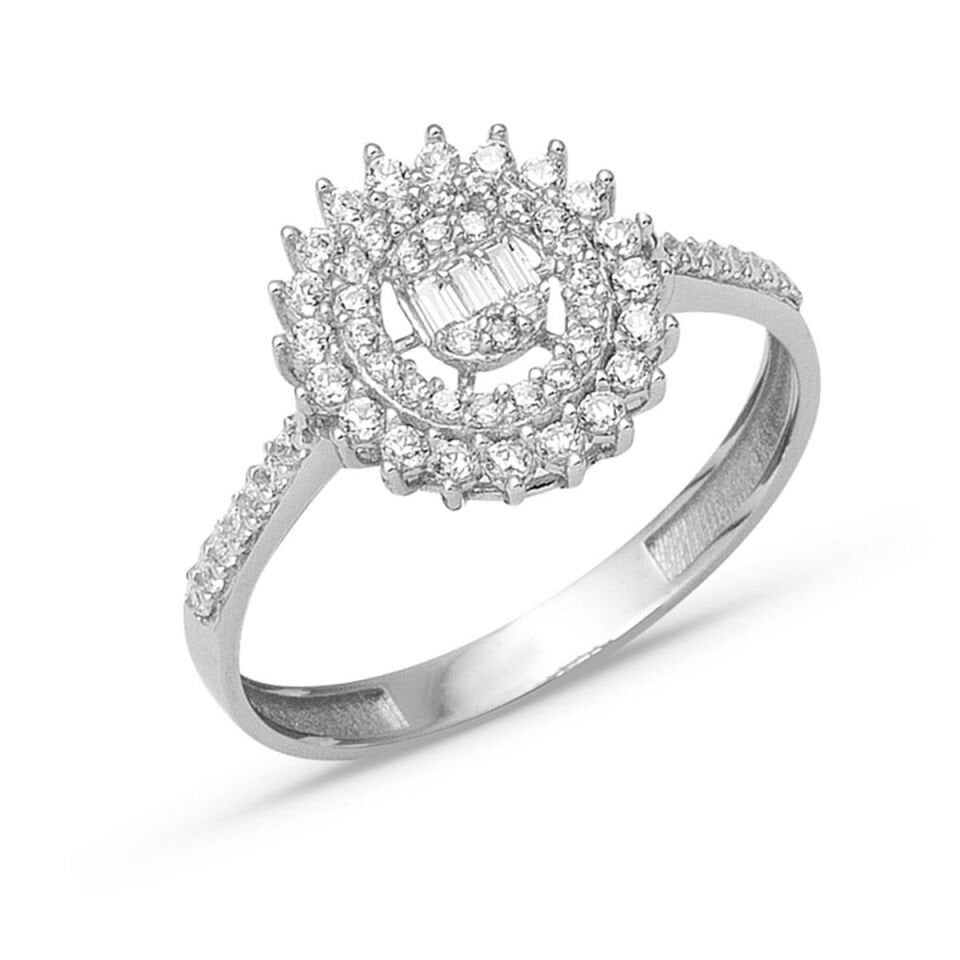 Beyaz Altın Güneş Tasarım Baget Yüzük