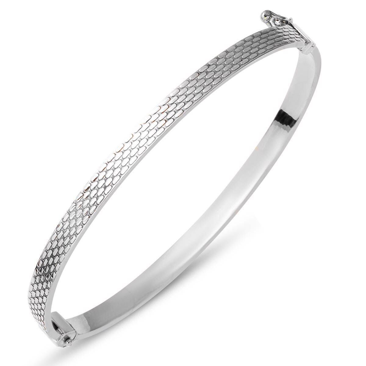 Taşsız 14 Ayar Beyaz Altın Kelepçe Bilezik