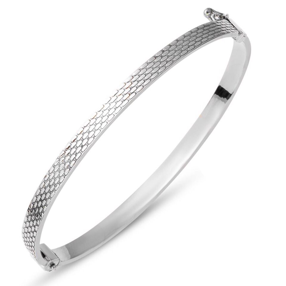 Taşsız 14 Ayar Beyaz Altın Kelepçe Bilezik