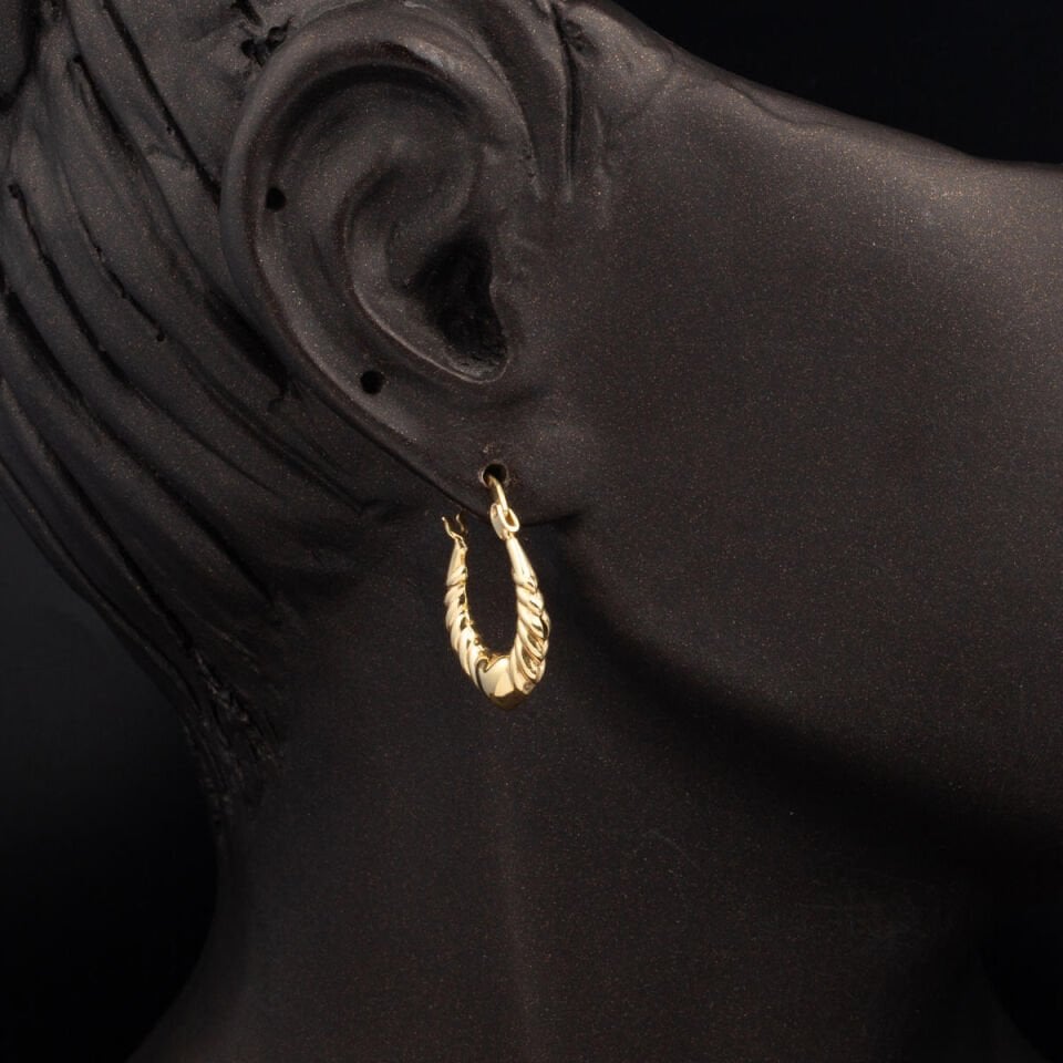 Kalpli Burgulu Altın Halka Küpe