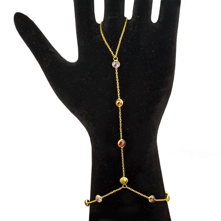 Renkli Taşlı Şahmeran Altın Bileklik