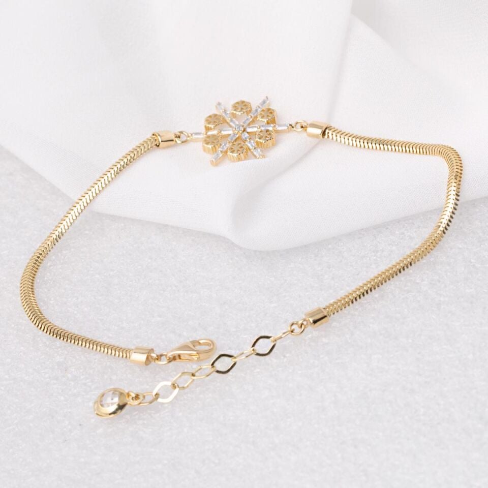 Baget Taşlı Kartanesi Altın Bileklik