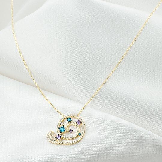 Favori Renkli Taşlı Lava 14 Ayar Altın Kolye