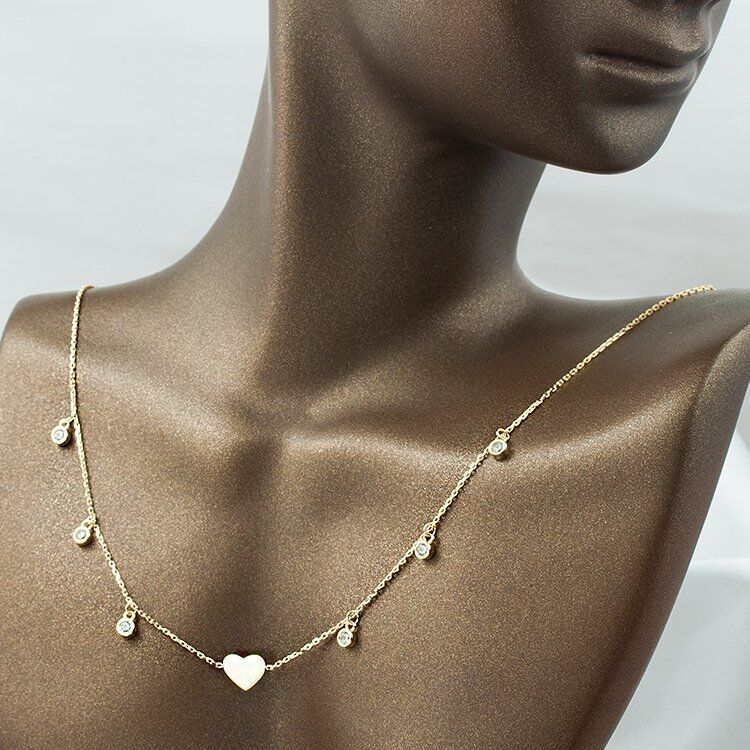 Kalpli Taşlı 14 Ayar Altın Kolye