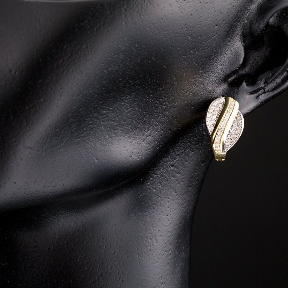 Taşlı 14 Ayar Altın Küpe