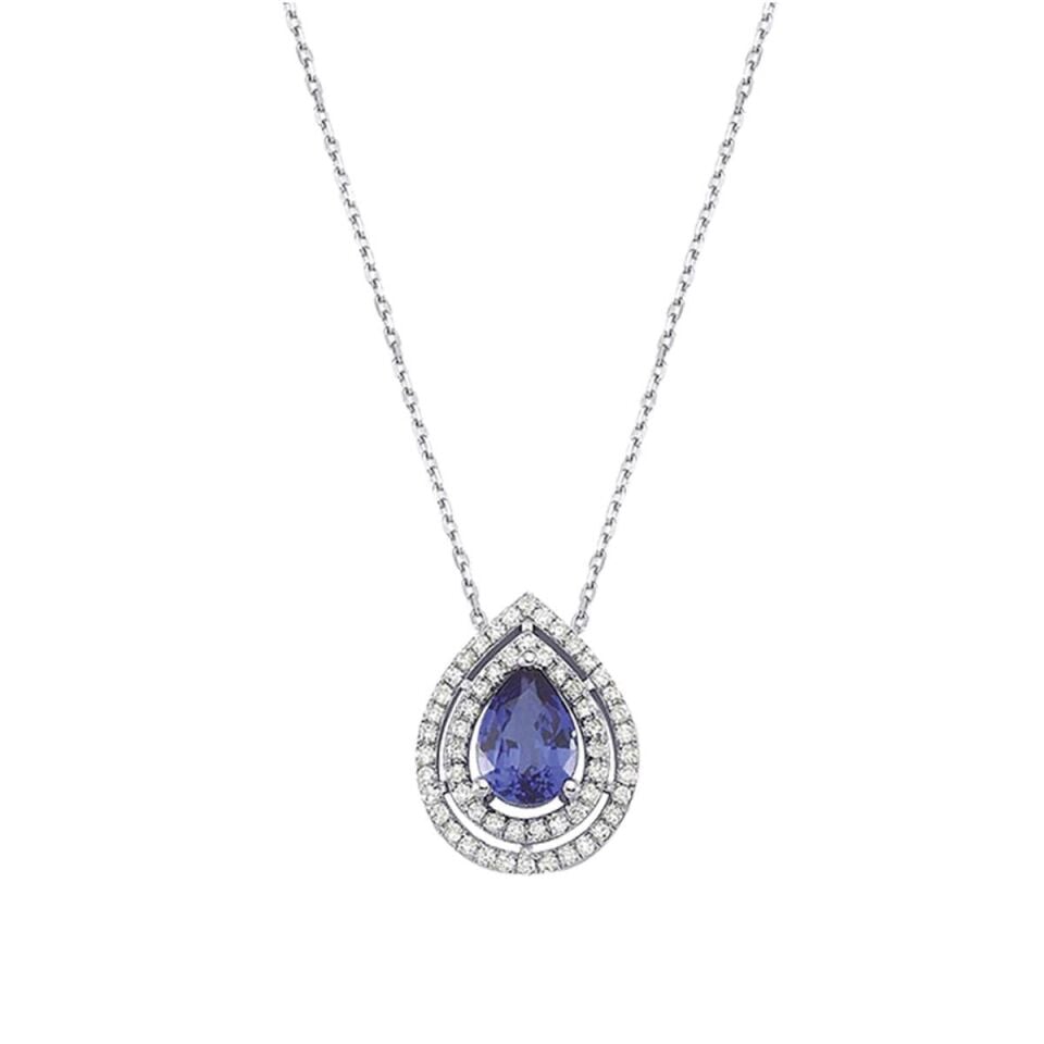 Pırlantalı Safir Altın Kolye
