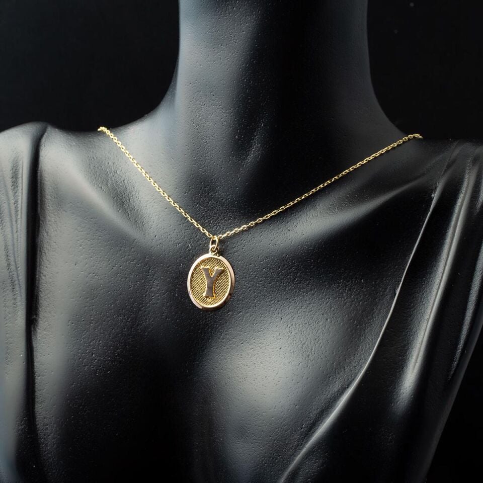 Y Harfi Oval Altın Kolye