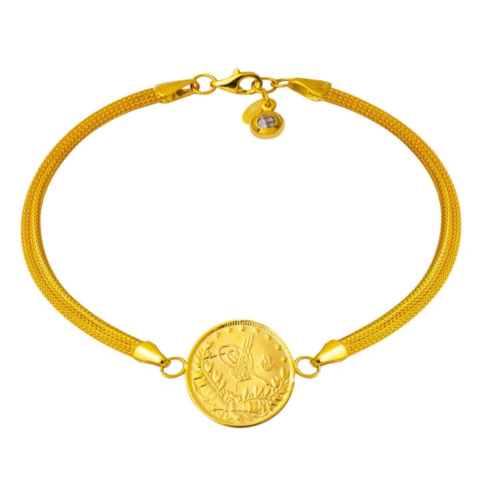 Yarım Reşat Altınlı 14 Ayar Örgü Zincir Bileklik