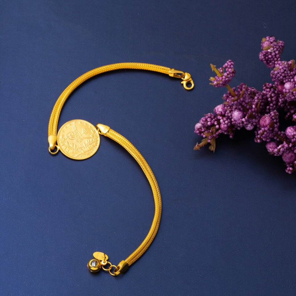 Yarım Reşat Altınlı 14 Ayar Örgü Zincir Bileklik