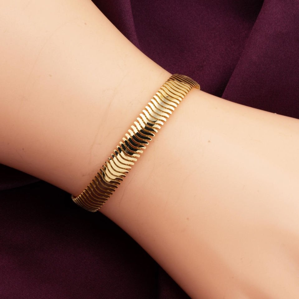 İtalyan Kalın Balık Sırtı Altın Bileklik 14 Ayar