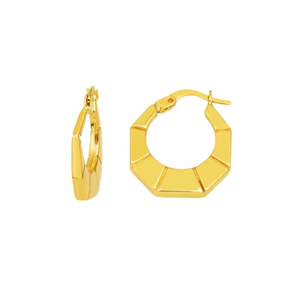 Çizgili Halka Altın Küpe