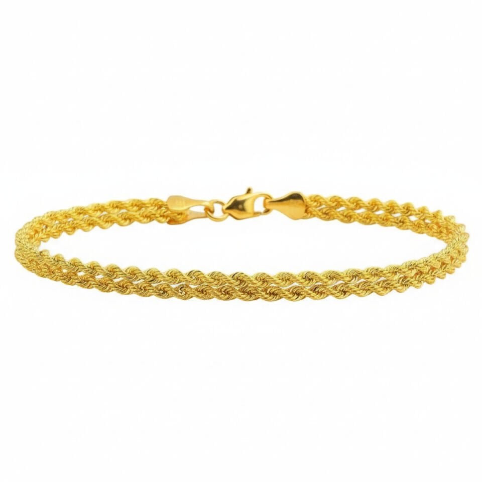 Örgü Zincirli Sarı Altın Bileklik