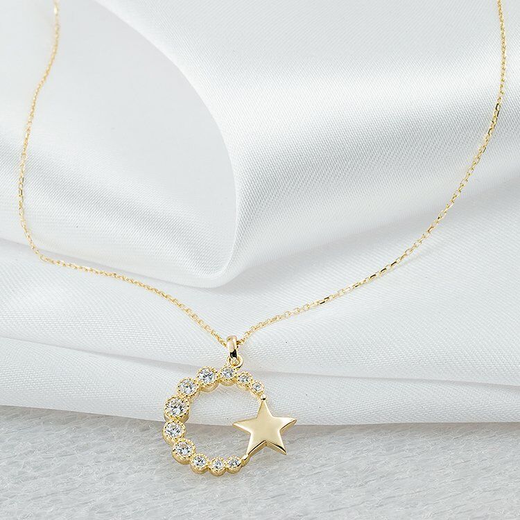 Ay Yıldız 14 Ayar Altın Kolye