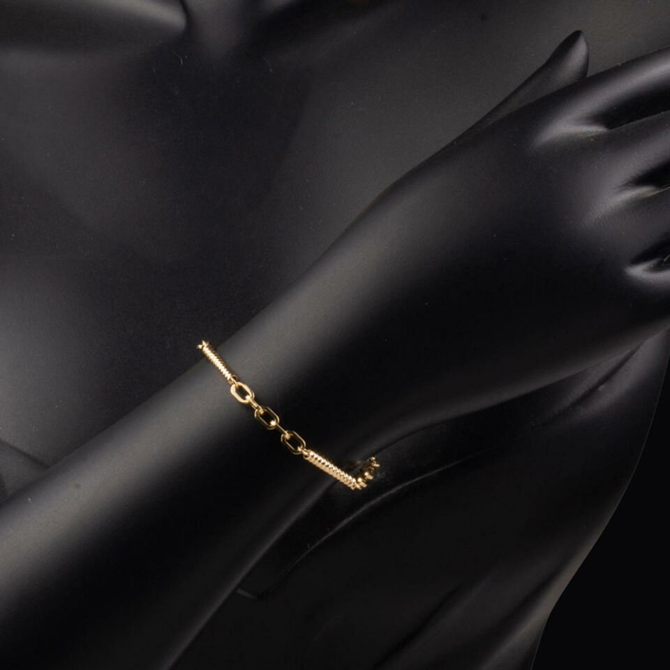 14 Ayar Halkalı Tasarım İtalyan Zincir Bileklik