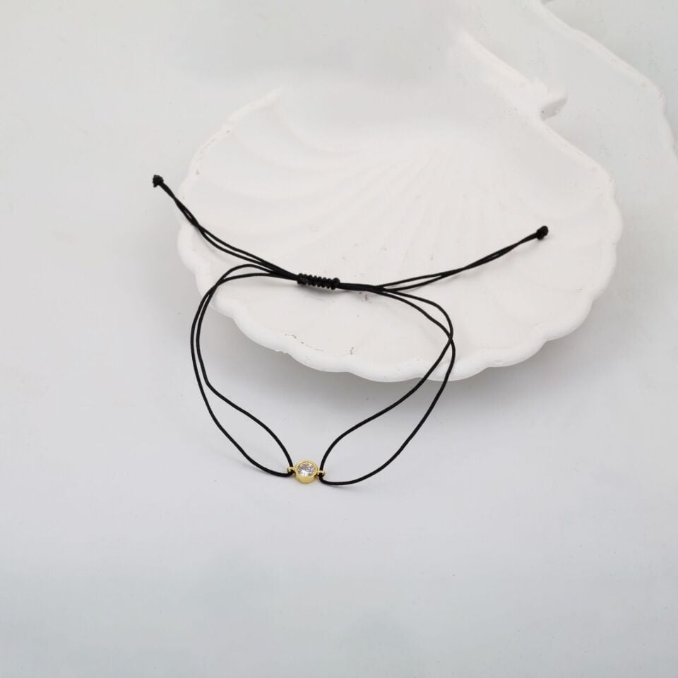 Tek Taşlı İpli Altın Bileklik