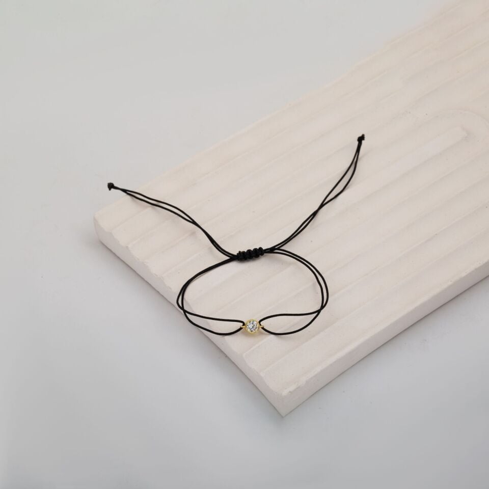 Tek Taşlı İpli Altın Bileklik