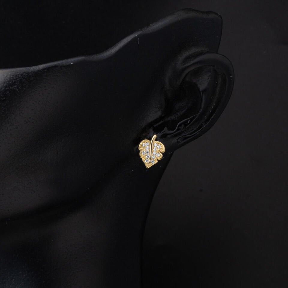 Yapraklı Minimal 14 Ayar Altın Takı Seti