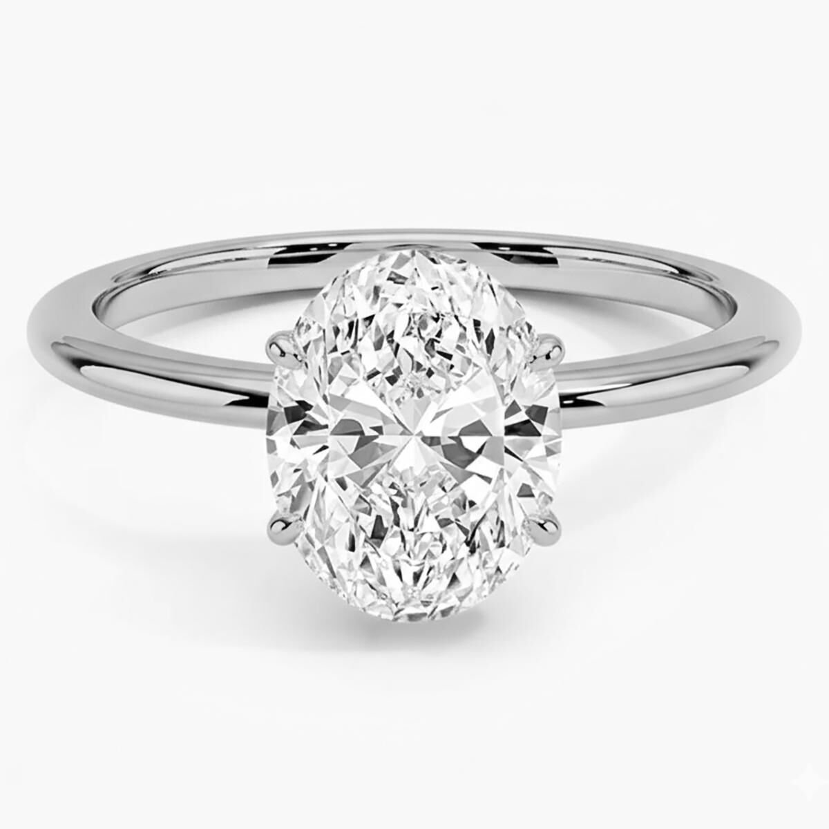 2,00 ct. Oval Mozanit Tektaş Beyaz Altın Yüzük