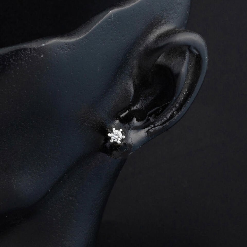 Altı Tırnaklı Tektaş 14 Ayar Beyaz Altın 2'li Set